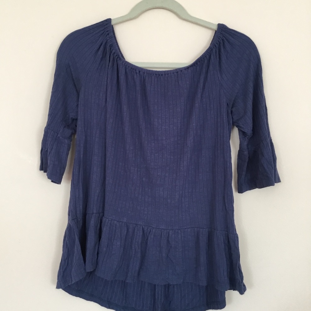 Dark blue off the shoulder shirt!
